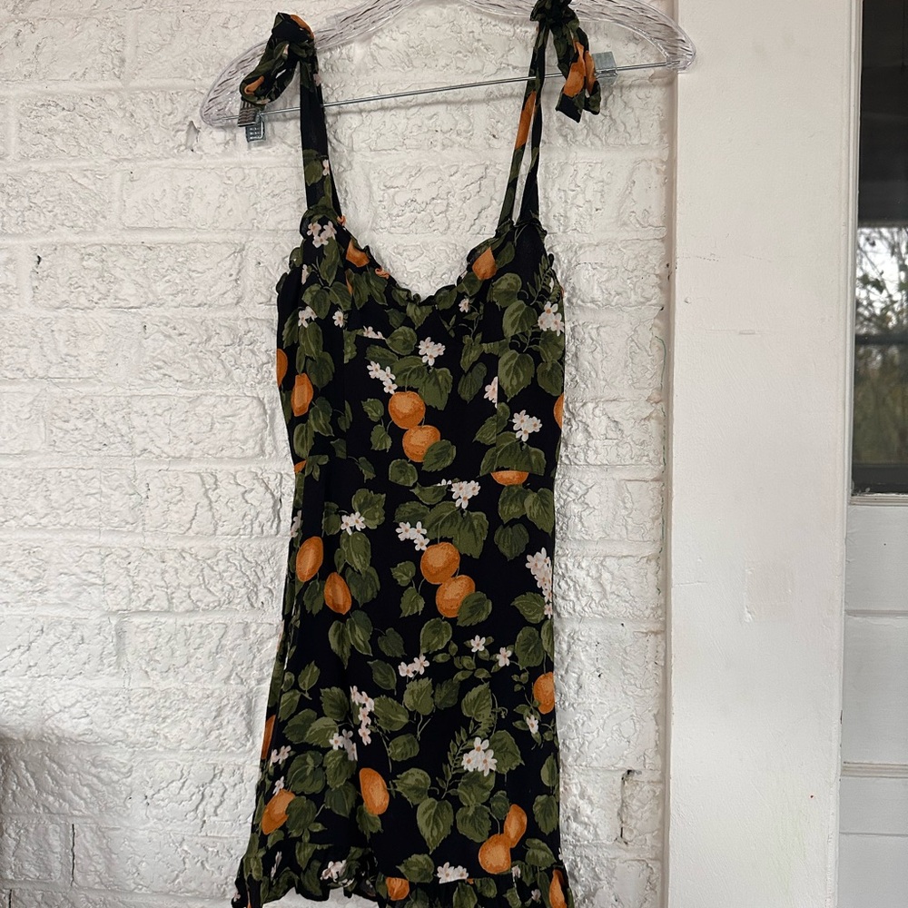 Reformation Christie Clementine Mini Dress Orange Black 0